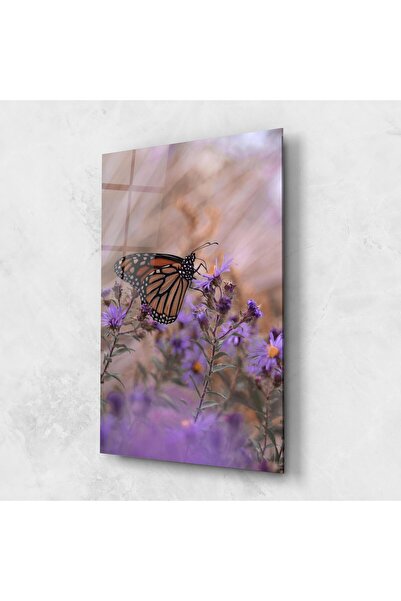 Arthub Glass Painting, Bedroom and Living Room, Flowers In Nature, Wild Plant Butterfly