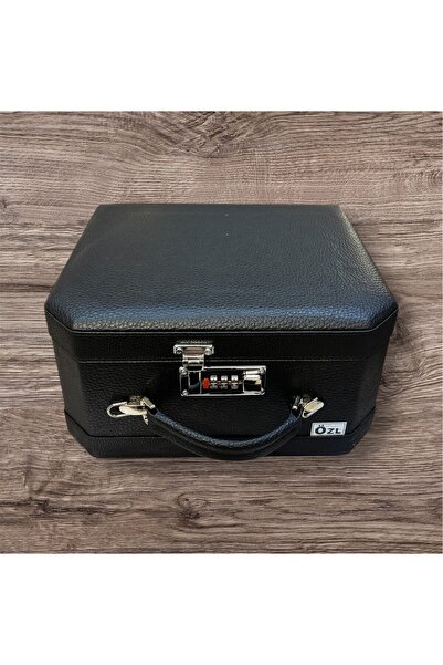 Özlem Kozmetik صندوق مكياج وحلاقة بمقبض جلدي مع مرآة