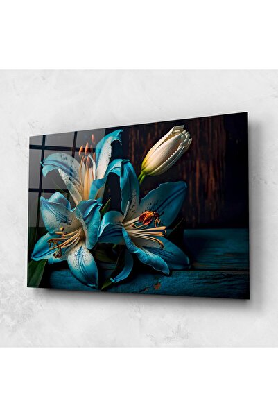 Arthub Tablou Sticla,Dormitor si Living, Crini, Blue Lily