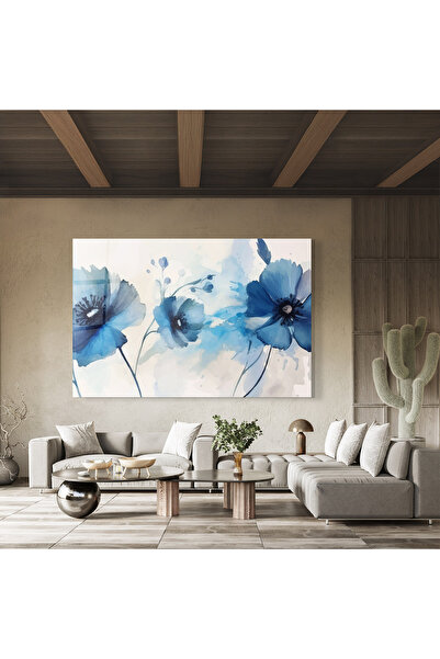 Arthub Glass Painting, Bedroom and Living Room, Poppies, Blue Poppies