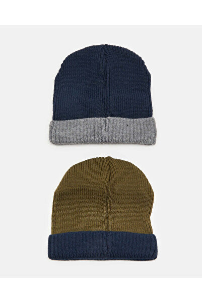 REDTAG Men Assorted Knitted Cap Set (Pack Of 2)