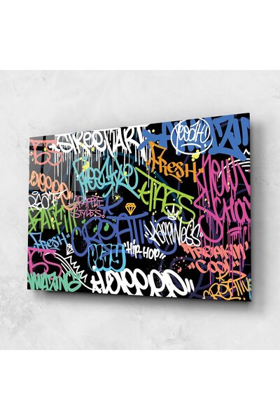 Arthub Tablou Sticla,Dormitor si Living, Graffiti, Colorful Tags