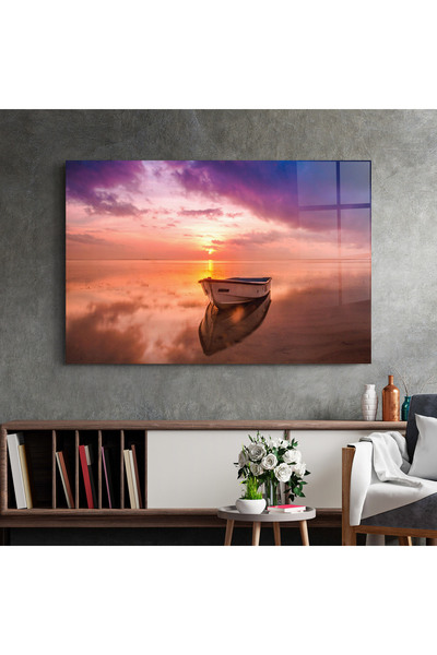 Arthub Glass Painting, Bedroom and Living Room, Beaches, Beach Purple View