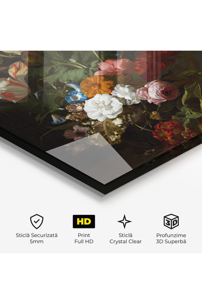 Arthub Glass Painting, Bedroom and Living Room, Flower Bouquet, Dark Flowers Bouquet