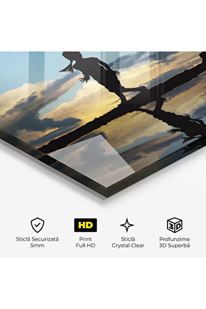 Arthub Tablou Sticla,Dormitor si Living, Siluete, Little Girl Jumping
