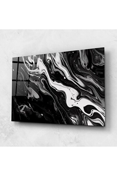 Arthub Tablou Sticla,Dormitor si Living, Alb Negru, Grey Art Marble