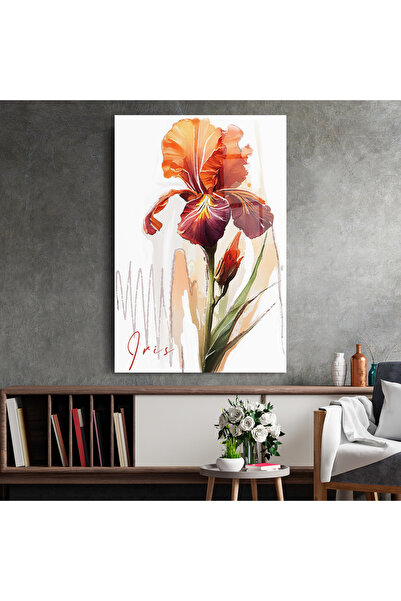 Arthub Glass Painting, Bedroom and Living Room, Iris, Orange Iris