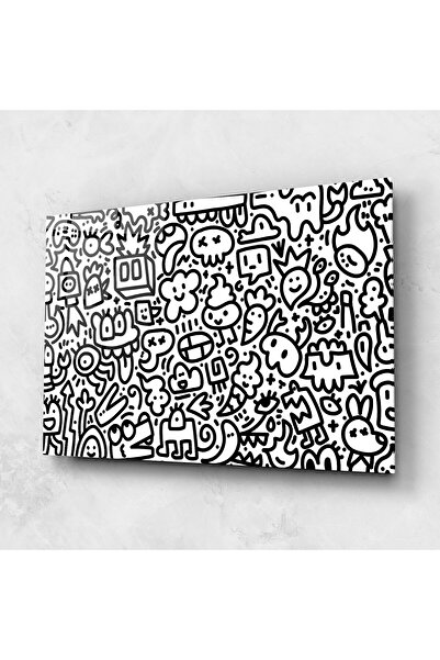 Arthub Glass Painting, Bedroom and Living Room, Graffiti, Black Line Doodle