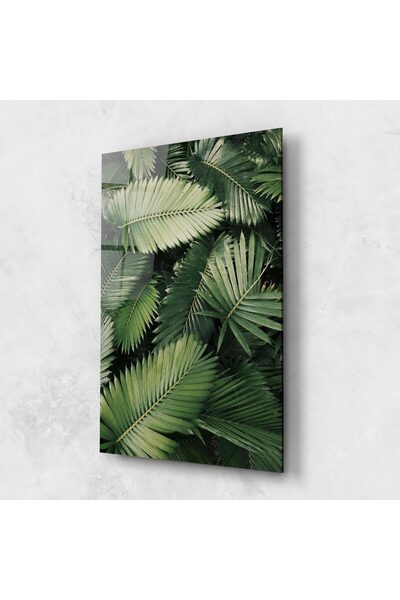 Arthub Glass Painting, Bedroom and Living Room, Leaves, Green Leaves