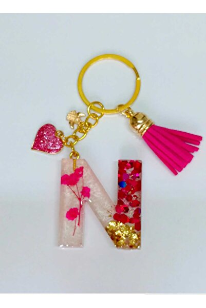 demirbasavm Handmade Letter N Epoxy Keychain