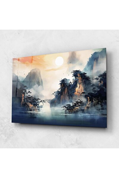 Arthub Tablou Sticla,Dormitor si Living, Asiatic, Fog Houses