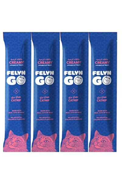 Felyn Go Creamy Lickable Catnip Treats 4x15g – Grain-Free Hydrating Snacks for Cats