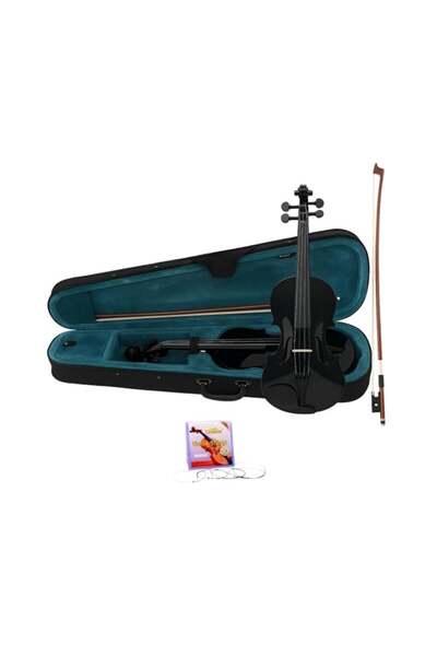 Depox Children's wooden classical violin set 1/8,string set and bow 1/8, DEPOX®, 43 cm,glossy black finish