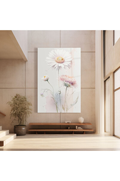 Arthub Glass Painting, Bedroom and Living Room, Daisies, White Painted Daisy