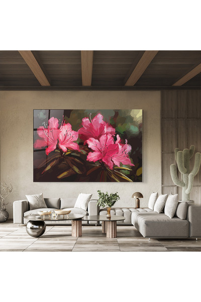 Arthub Glass Painting, Bedroom and Living Room, Exotic Flowers, Pink Exotic Art