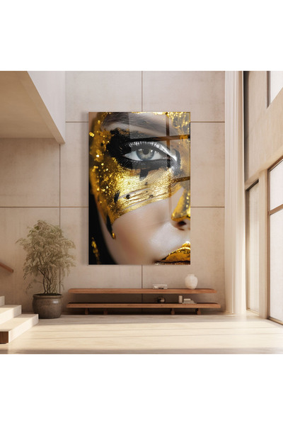 Arthub Tablou Sticla,Dormitor si Living, Black And Gold, Black Gold Eyeliner