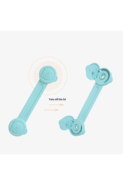 RenKris Set of 3 Child Safety Locks – Cabinet/Door Lock, Teddy Bear Safety System – Blue