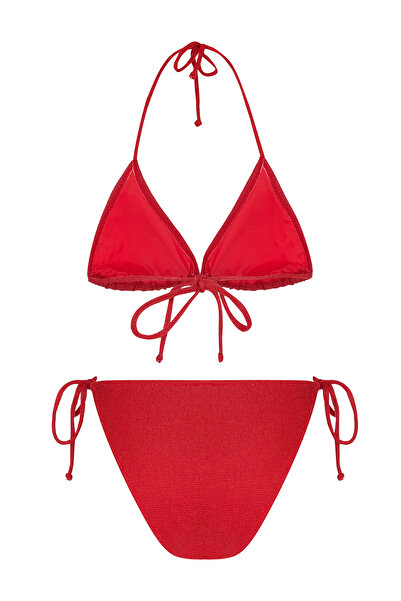 AQUELLA Glitter Red Triangle Bikini Set