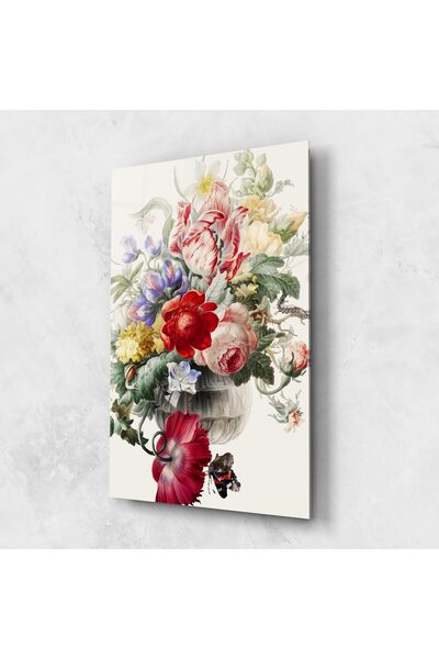 Arthub Tablou Sticla,Dormitor si Living, Flori In Vaza, Butterfly Vase