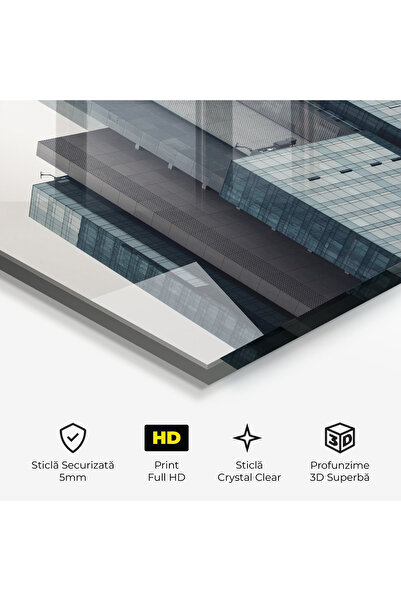 Arthub Glass Painting, Bedroom and Living Room, Urban, Blue High Building