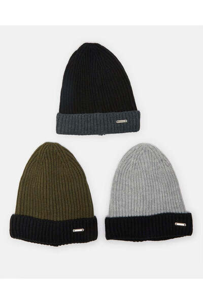 REDTAG Men Assorted Knitted Cap Set (3 Piece)