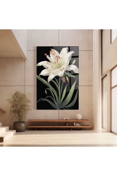 Arthub Glass Painting, Bedroom and Living Room, Lilies, Columbia White Lily