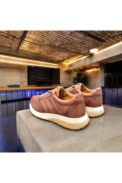 VİVA SHOES Casual Genuine Leather Men's Shoes (Tan)