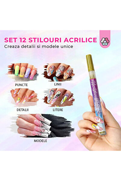 PANDERA.RO Set of 12 3D Acrylic Nail Pens PAINTIFY ART