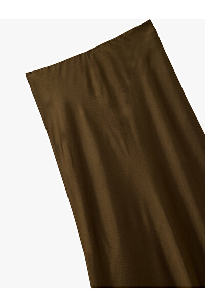 Koton Slim Fit Fish Cut Midi Length Satin Skirt