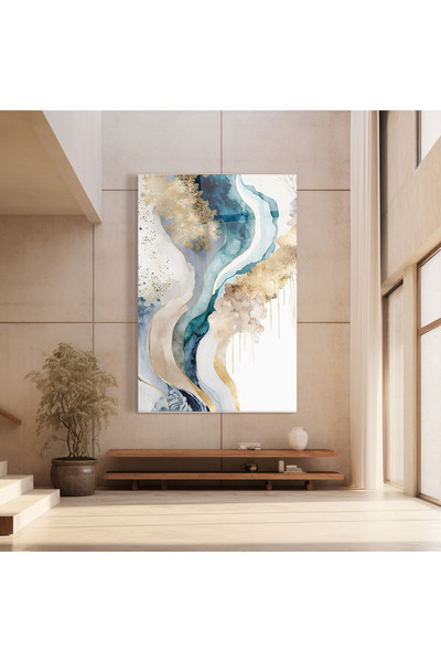 Arthub Tablou Sticla,Dormitor si Living, Arta Abstracta, Light Blue Waves