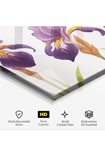 Arthub Glass Painting, Bedroom and Living Room, Iris, Iris Leaf