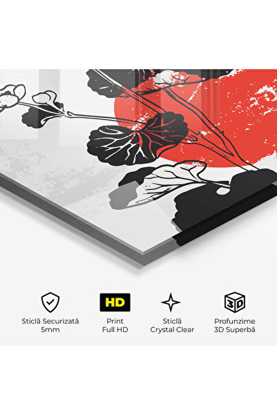 Arthub Glass Painting, Bedroom and Living Room, Asian, Japan Plant Art