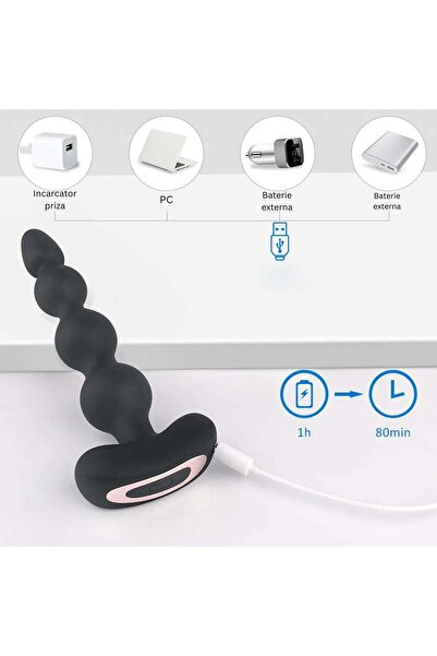 Obsessia BackDoor dual stimulator, 9 vibration modes, remote control, silicone, USB, 15.6 cm