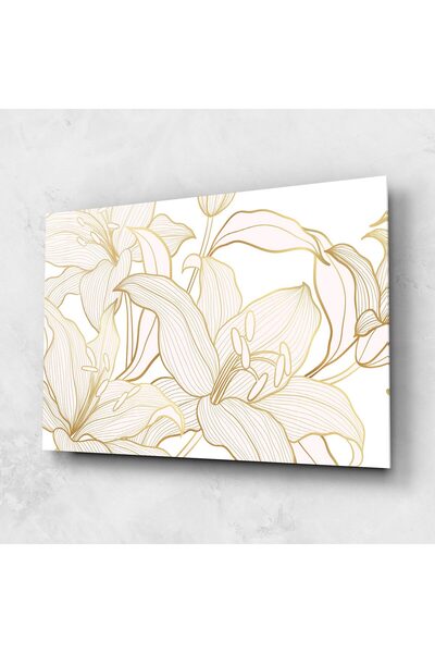 Arthub Tablou Sticla,Dormitor si Living, Crini, Gold Lily