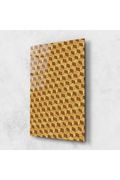 Arthub Tablou Sticla,Dormitor si Living, Geometrice, Small Yellow Square