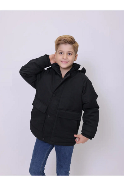 PIQUE Removable Hooded Plush Lined Children's Gabardine Coat - Can