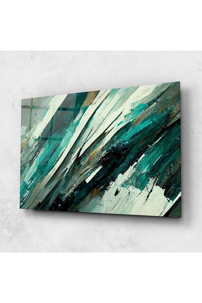 Arthub Tablou Sticla,Dormitor si Living, Arta Abstracta, Abstract Green Artwork