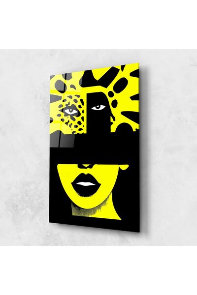 Arthub Tablou Sticla,Dormitor si Living, Colaje, Jaguar Woman Art