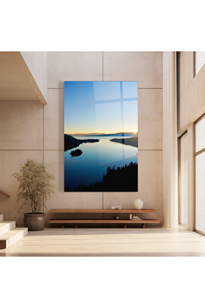 Arthub Glass Painting, Bedroom and Living Room, Lakes, Blue Sky Lake