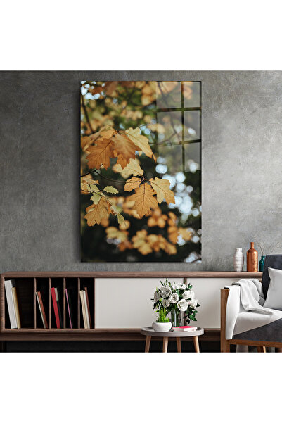 Arthub Glass Painting, Bedroom and Living Room, Autumn, Brown Leaves