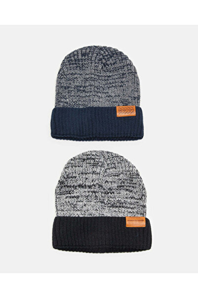 REDTAG مجموعة قبعات محبوكة متنوعة للرجال (عبوة من قطعتين)