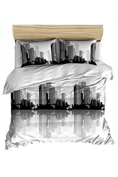 Maki Home Makiteks 100% Cotton City Themed City 200X220+2*(50X70) Double Duvet Cover and Pillowcase