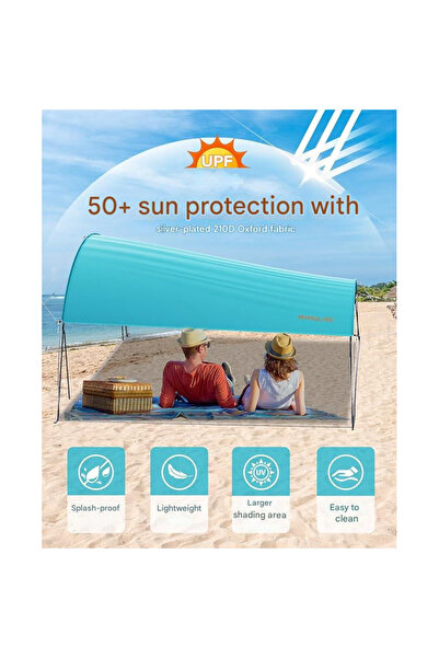 MYMULIKE Beach tent, MYMULIKE, XXL 3.2x3.2m, UV protection UPF 50+, blue, for 4-7 people