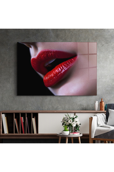 Arthub Tablou Sticla,Dormitor si Living, Lips, Close Up Woman