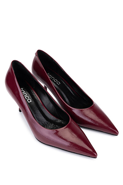 Tamer Tanca Women's Faux Leather Burgundy Patent Leather Heeled Shoes