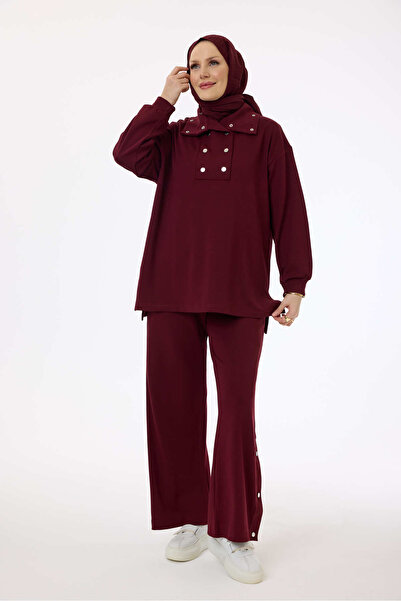 My City 6152 - Stylish Comfortable Collar Button Detail Women's Pants Shirt Set