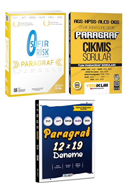 Yediiklim Yayınları 2026 Paragraf Çıkmış Sorular+Üç Dört Beş Yayıncılık YKS-K...