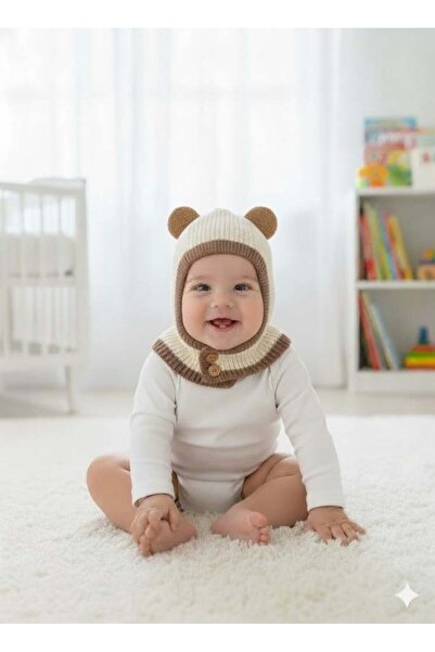 MİNİKO KİDS Ki̇tti̇ 25480-02 Buttoned Necklace Tricot Beanie