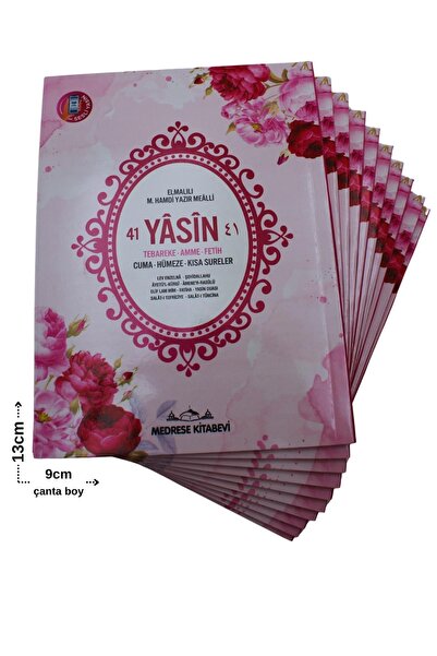 Medrese Kitab Evi Hediyelik Ekonomik 10 Adet Yasin-i Şerif Pembe 80shf Çanta Boy