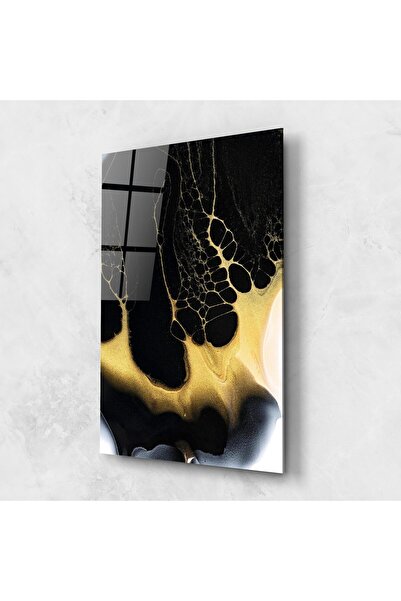 Arthub Tablou Sticla,Dormitor si Living, Marble, Black Golden Marble